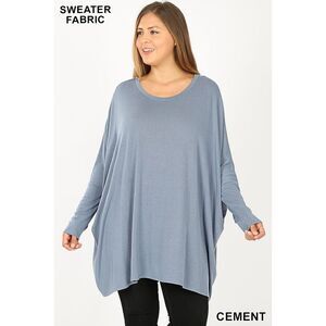 World of Leggings Oversized Round Neck Poncho Plus Size Sweater
